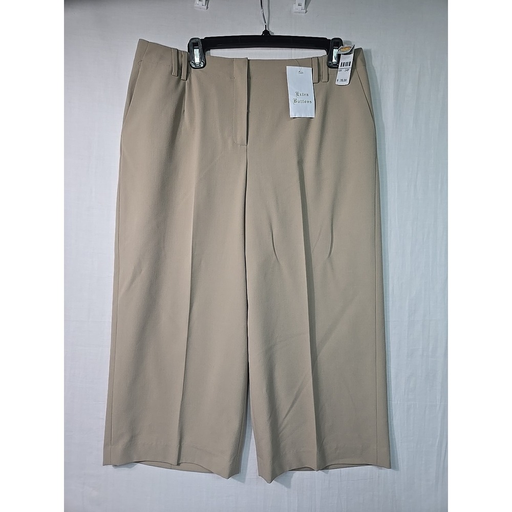 NWT Vintage Talbots Crop Dress Pants Women's 14P Brown Wide Leg Belt Loops‎